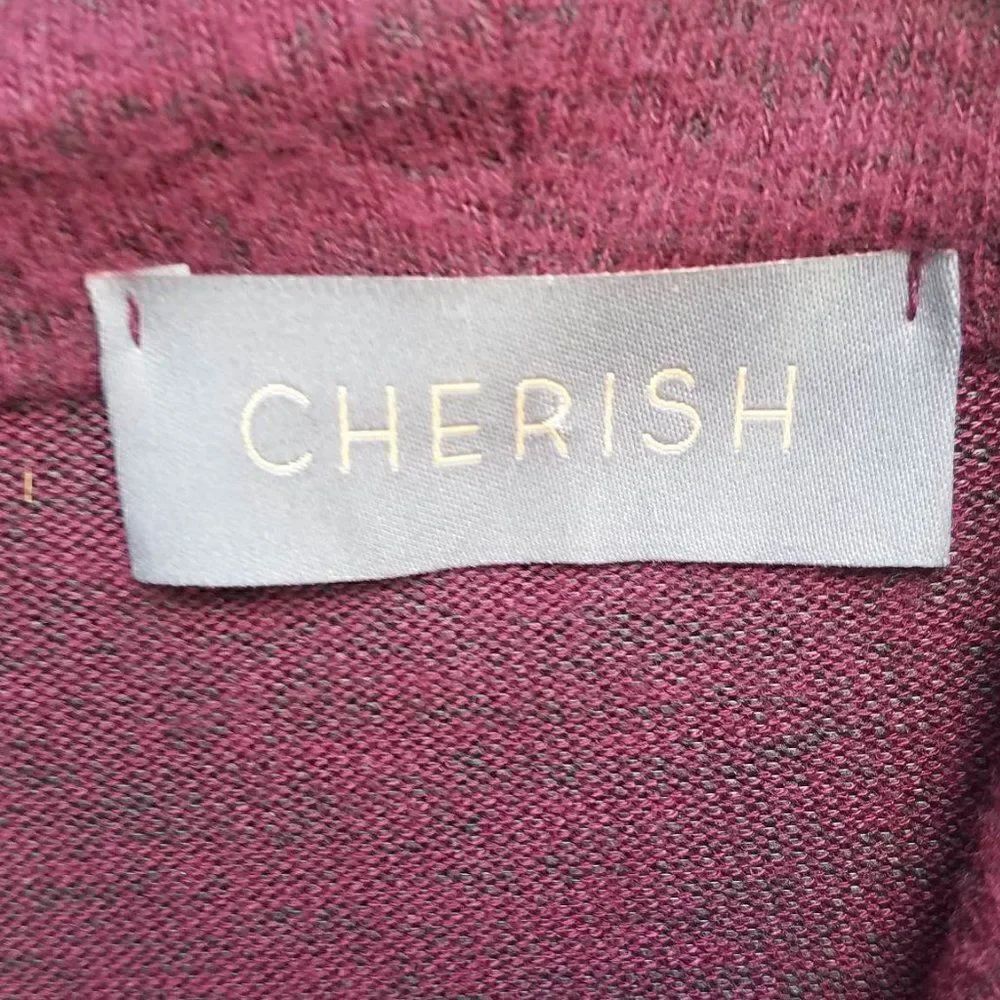Cherish Burgundy One Button Open Front Cardigan size Medium - Picture 2 of 9